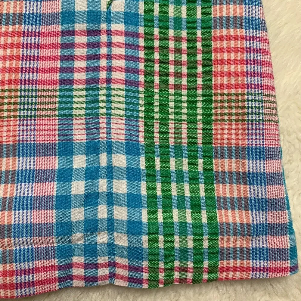 Janie and Jack Little Girls Plaid Multicolor Sleeveless Button Down Blouse 4Y
